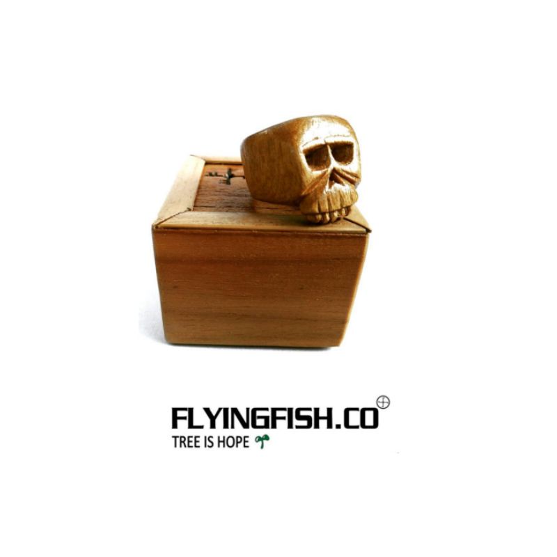 ring skull ukir / cincin kayu motif tengkorak ukir