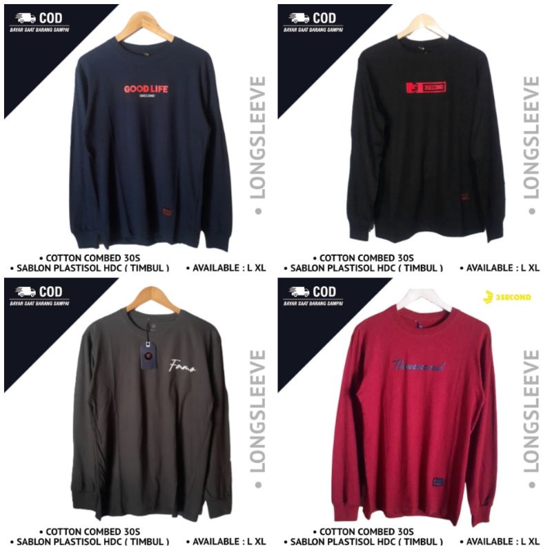 Kaos Longsleeve Cowok Baju Lengan Panjang Pria Distro TreeSecond Dewasa Keren Murah Greenlight Terba