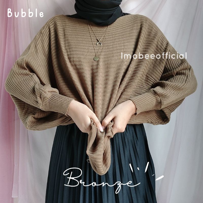 KNIT BATWING OVERSIZE // RAJUT BATWING LASPERAL // SWEATER RAJUT KALONG-BUBBLE Bronze