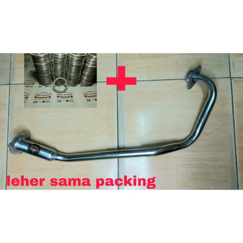Leher knalpot satria fu karbu pipa knalpot satria fu-Putih sama packing