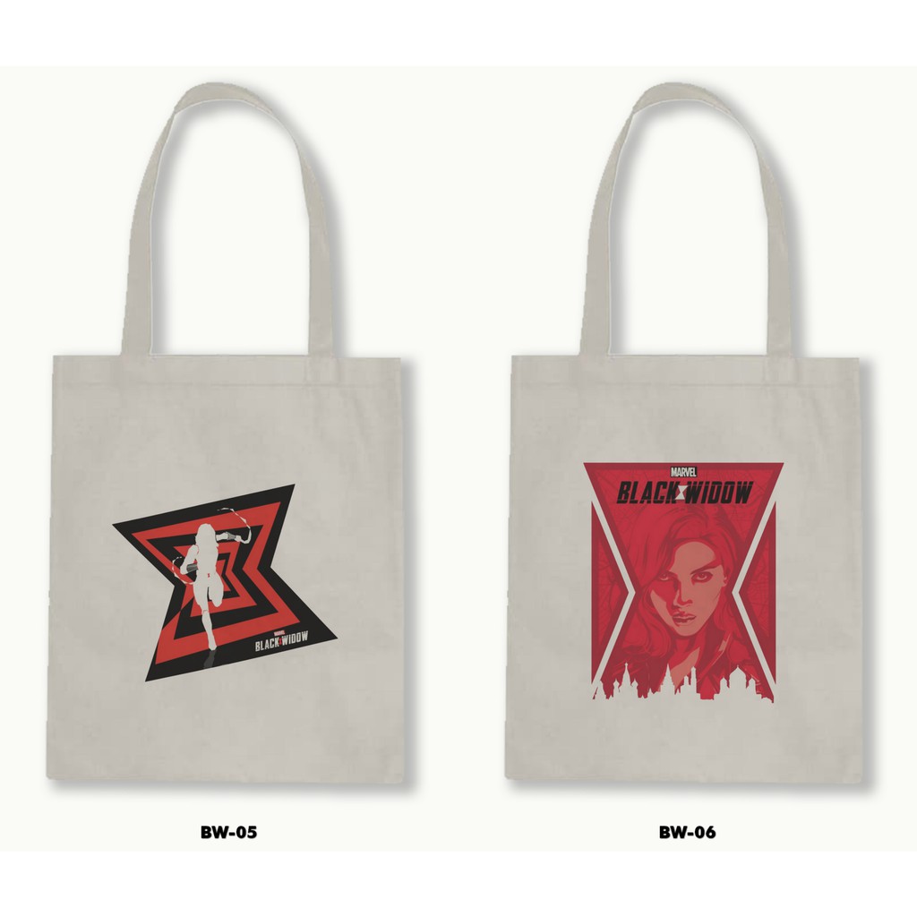 Tas Tote Bag Resleting Kanvas/Blacu  - Black Widow