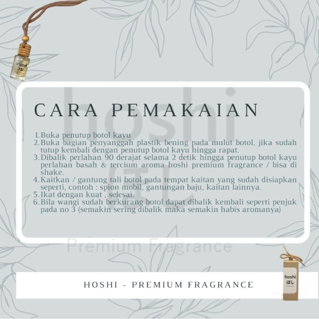 HOSHI - Parfum Car / Ruangan 10ml Aroma BUNGA ROSE/MAWAR Premium pewangi mobil