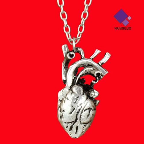 Kalung Rantai Liontin Bentuk Jantung Manusia 3D Gaya Retro Punk Untuk Pria