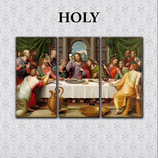 Poster Kayu Perjamuan Kudus Walldecor Nasrani Kristen Katolik Perjamuan Terakhir