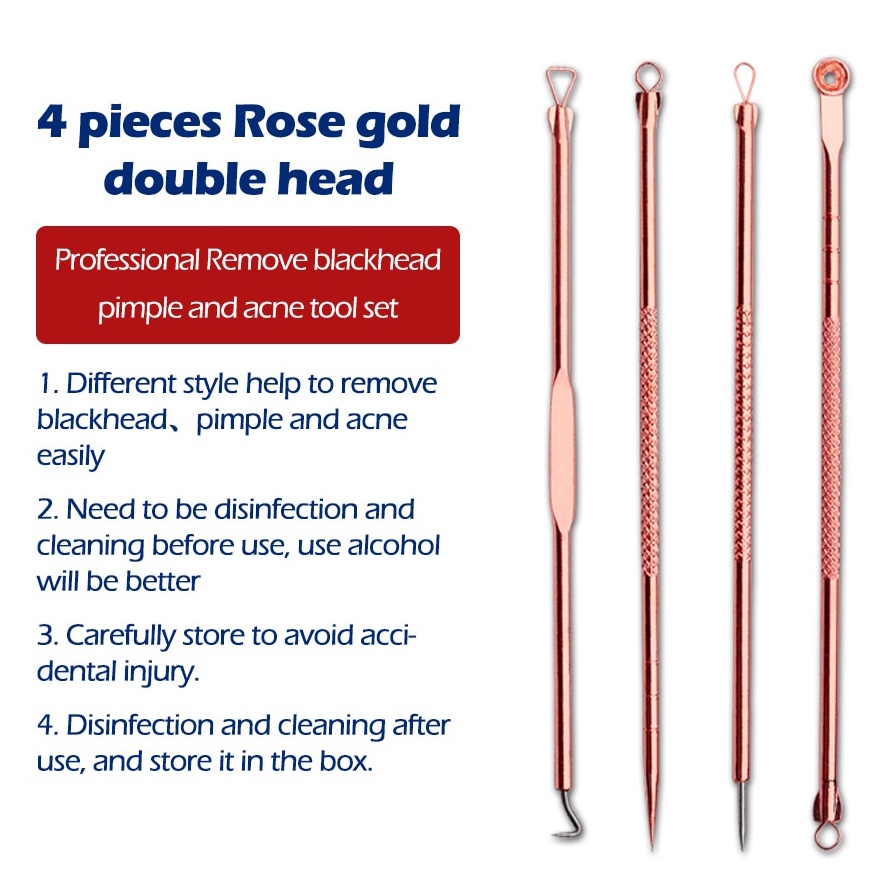 Perlengkapan Perawatan Wajah dari Jerawat dan Komedo 4 PCS - Rose Gold