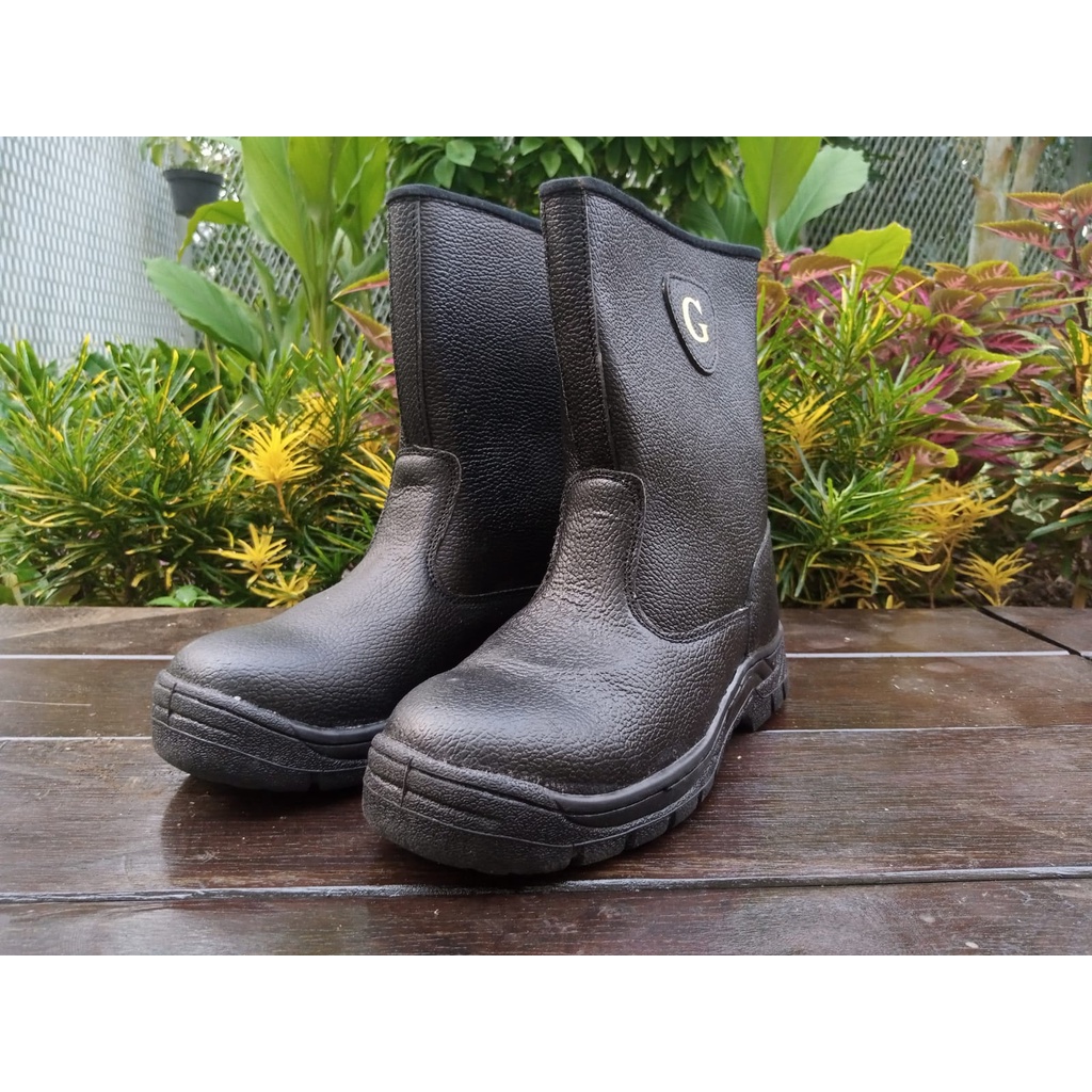 Sepatu safety G-KNIGHT boot proyek hitam kuat ujung besi pria original