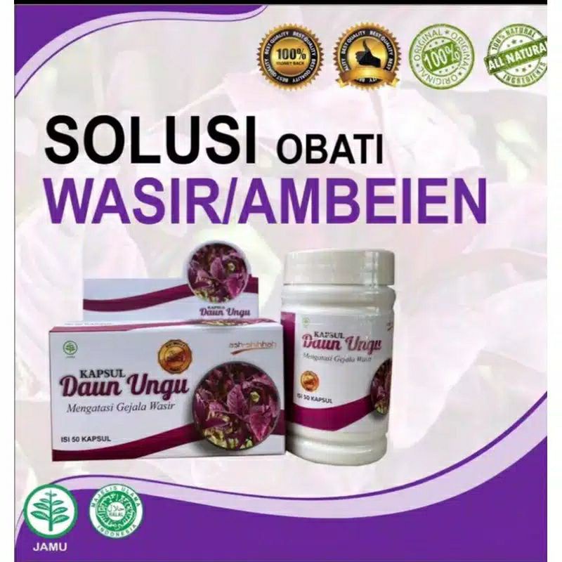 [COD] Kapsul Daun Ungu Solusi Mengatasi Nyeri wasir dan Ambeien - 60 Kapsul Obat Herbal BPOM 100% Original