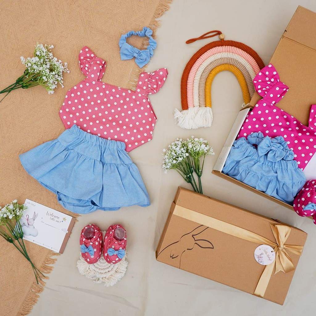 LIO035 Girls Baby Hampers 0-12 months/ Hampers bayi newborn/ Kado bayi/ baby girl gift set-Sarah Magenta
