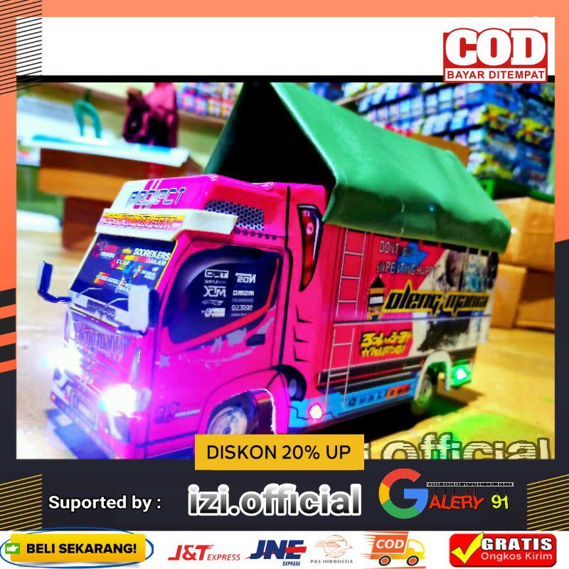 MINIATUR TRUK OLENG MINIATUR TRUK MURAH OLENG MANIA FULL LAMPU TERPAL RODA KAYU