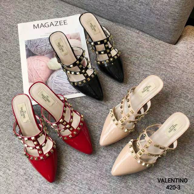  SHOES  VALENTINO  HIGH HEEL 420 3 HITAM SIZE 39 SEPATU 