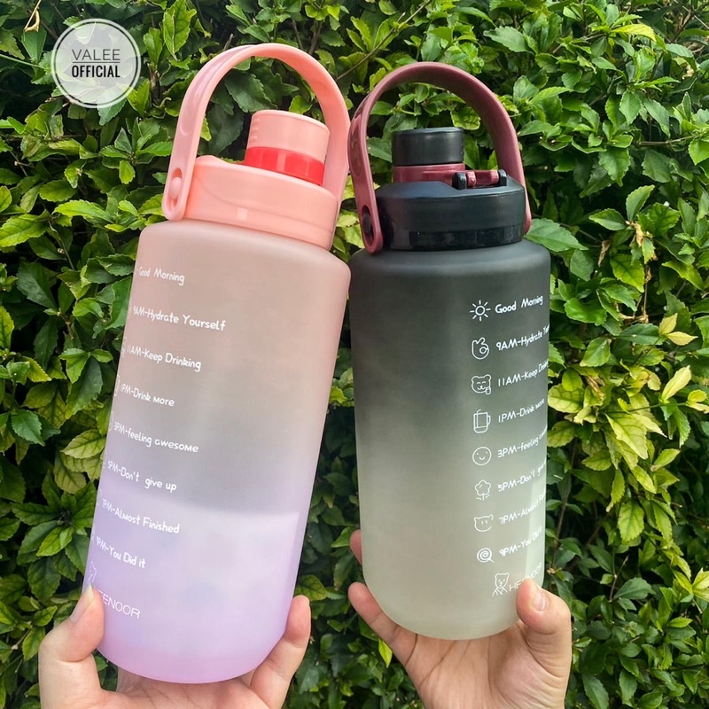 BOTOL MINUM AIR MOTIVASI PENANDA WAKTU TIMER JUMBO ORIGINAL ANTI PECAH 2000 ML BOTOL MINUM VIRAL