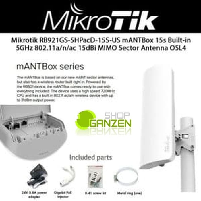 Mikrotik Embedded Sectoral 5Ghz MIMO RB921GS-5HPacD-15S / mANTBox-15s