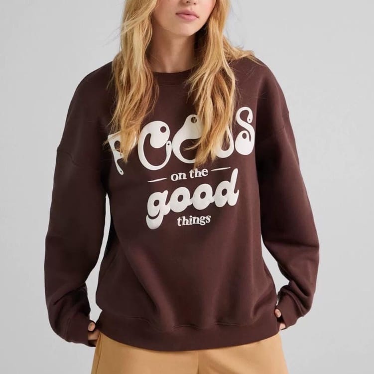 CREWNECK WANITA FOCUS ON THE GOOD THINGS /// ATASAN WANITA LUCU FLEECE TEBAL HALUS KEKINIAN TERBARU''