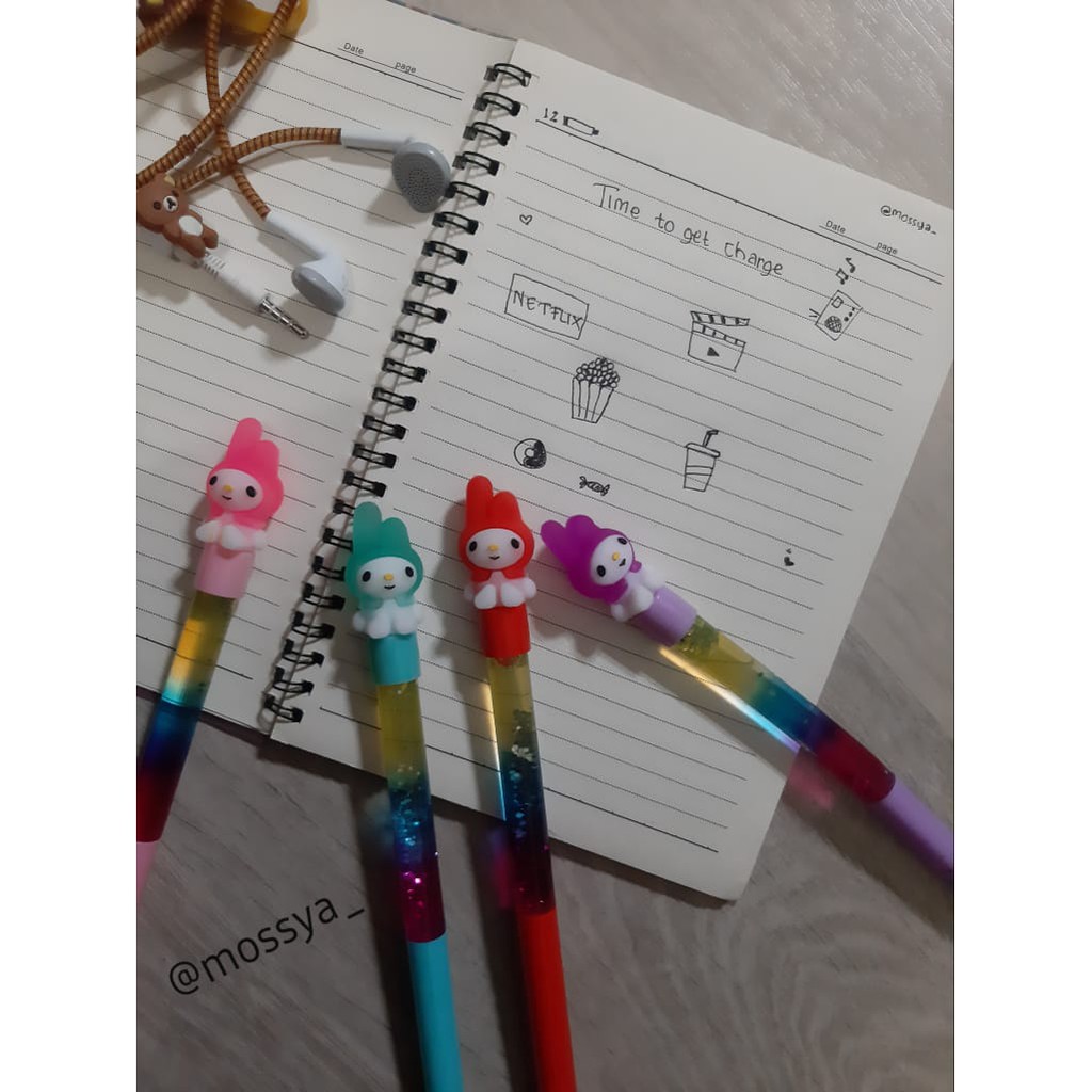 

MOSSYA Pulpen Gel My Melody Glitter Bunny Lucu Imut Cantik Pena Fancy Murah