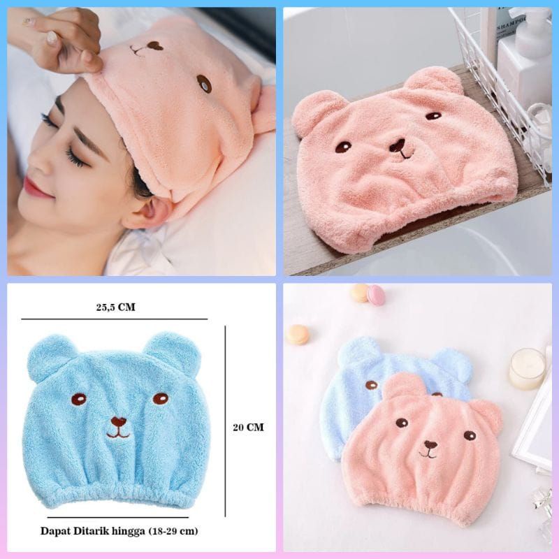Medan Termurah Lovly Hair towel shower cap Handuk kepala karakter