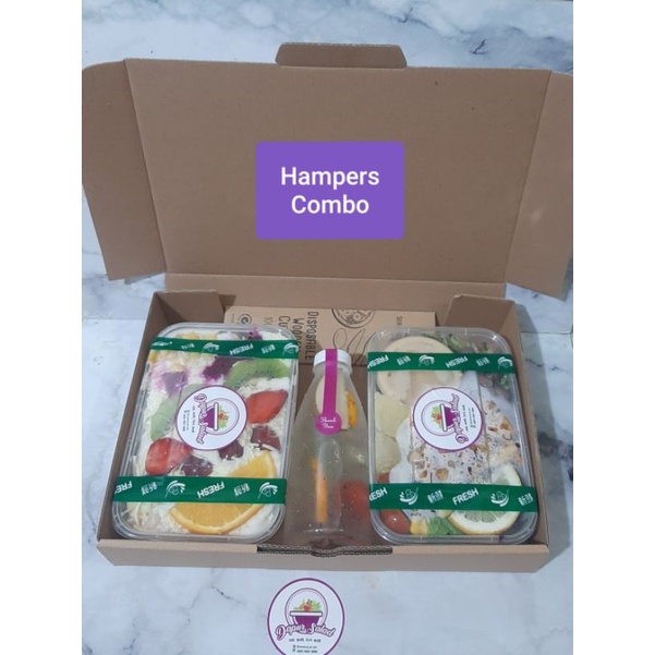 

Hampers Combo (Fruit Salad 650ml, Chicken Salad 650ml, Infuse water 350ml)