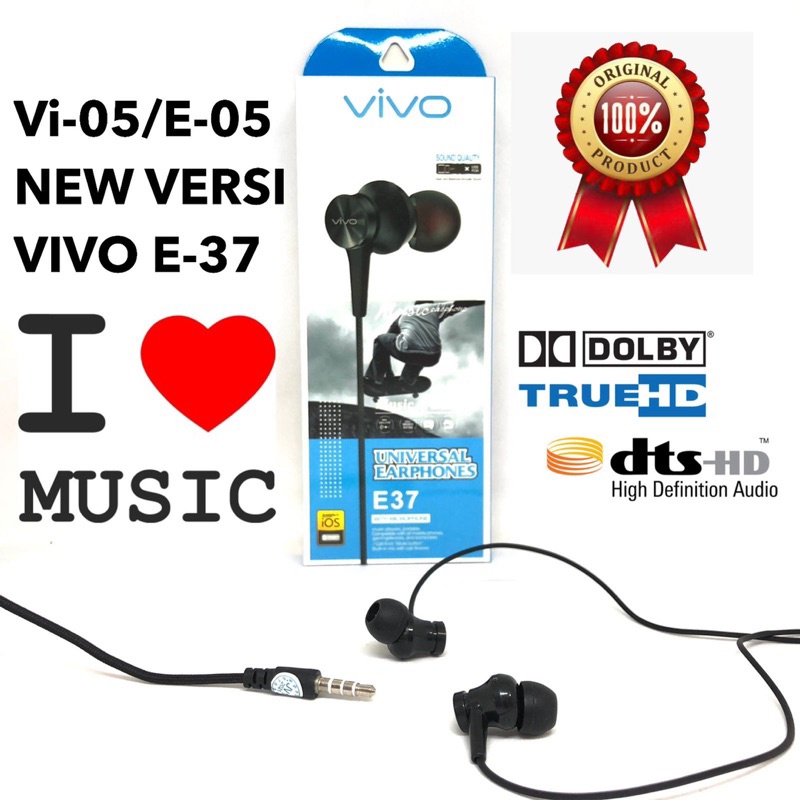 Ready Stok Headset Vivo Stereo Bass E37 Handset Hansfree Handsfree Vivo E37 Bass Earphone Vivo E37 Mic