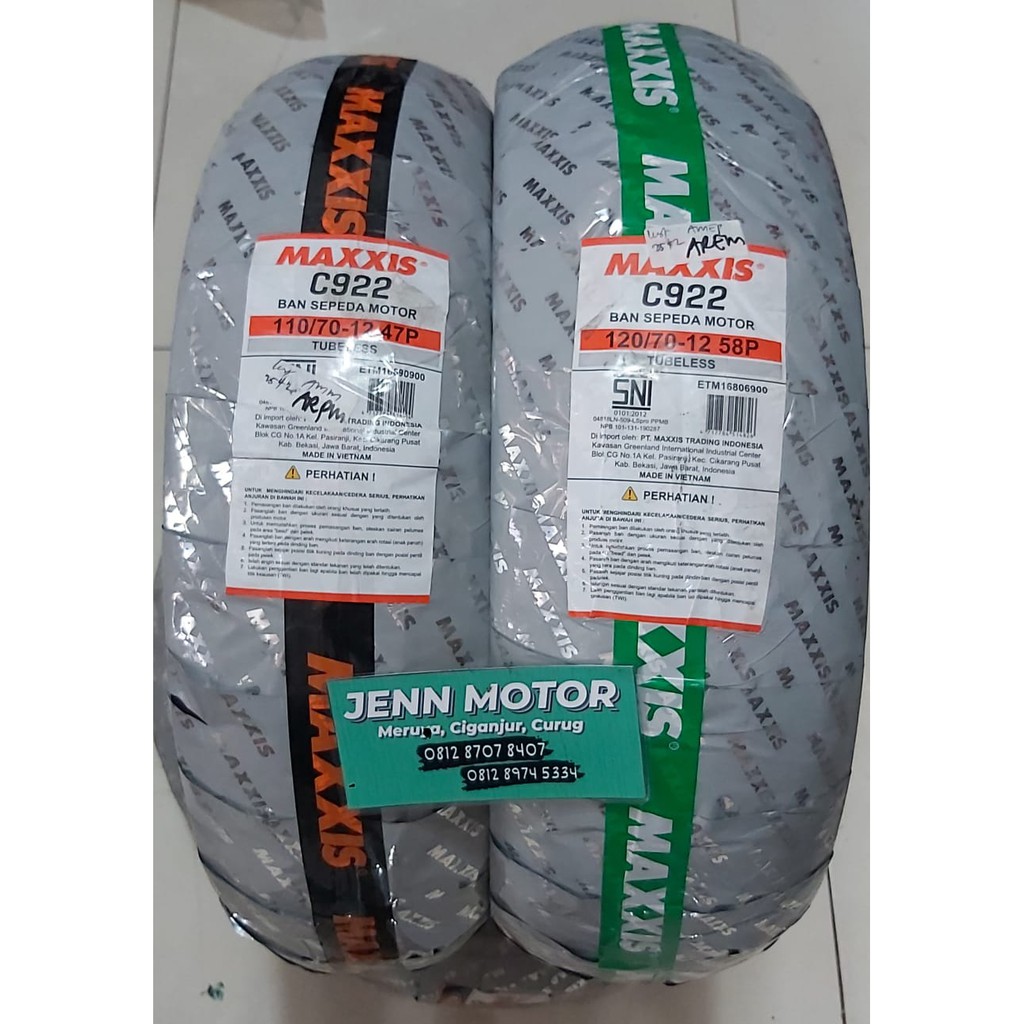 BAN TUBLES UKURAN 110/70-12 DAN 120/70-12 MAXXIS C922