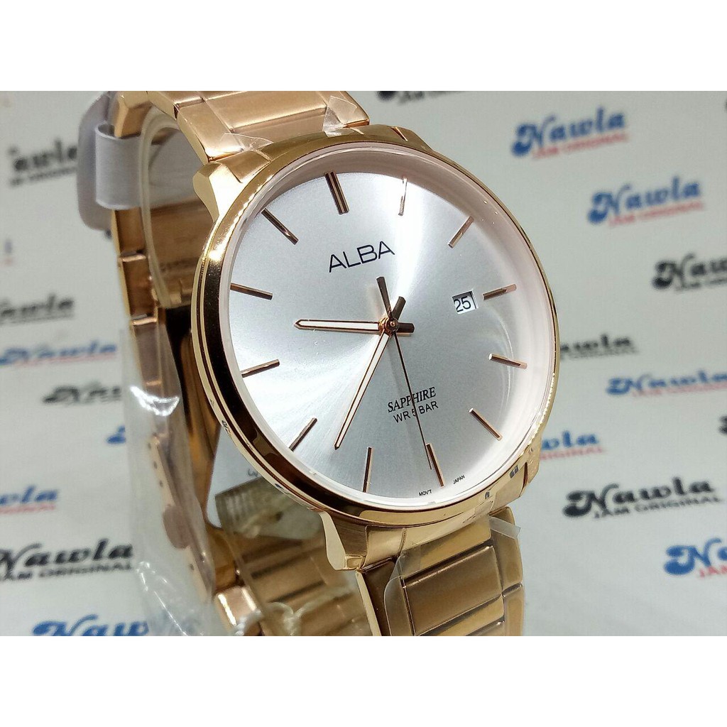 Alba Quartz AS9G56X1 Rose Gold Sapphire - Jam Tangan Pria AS9G56