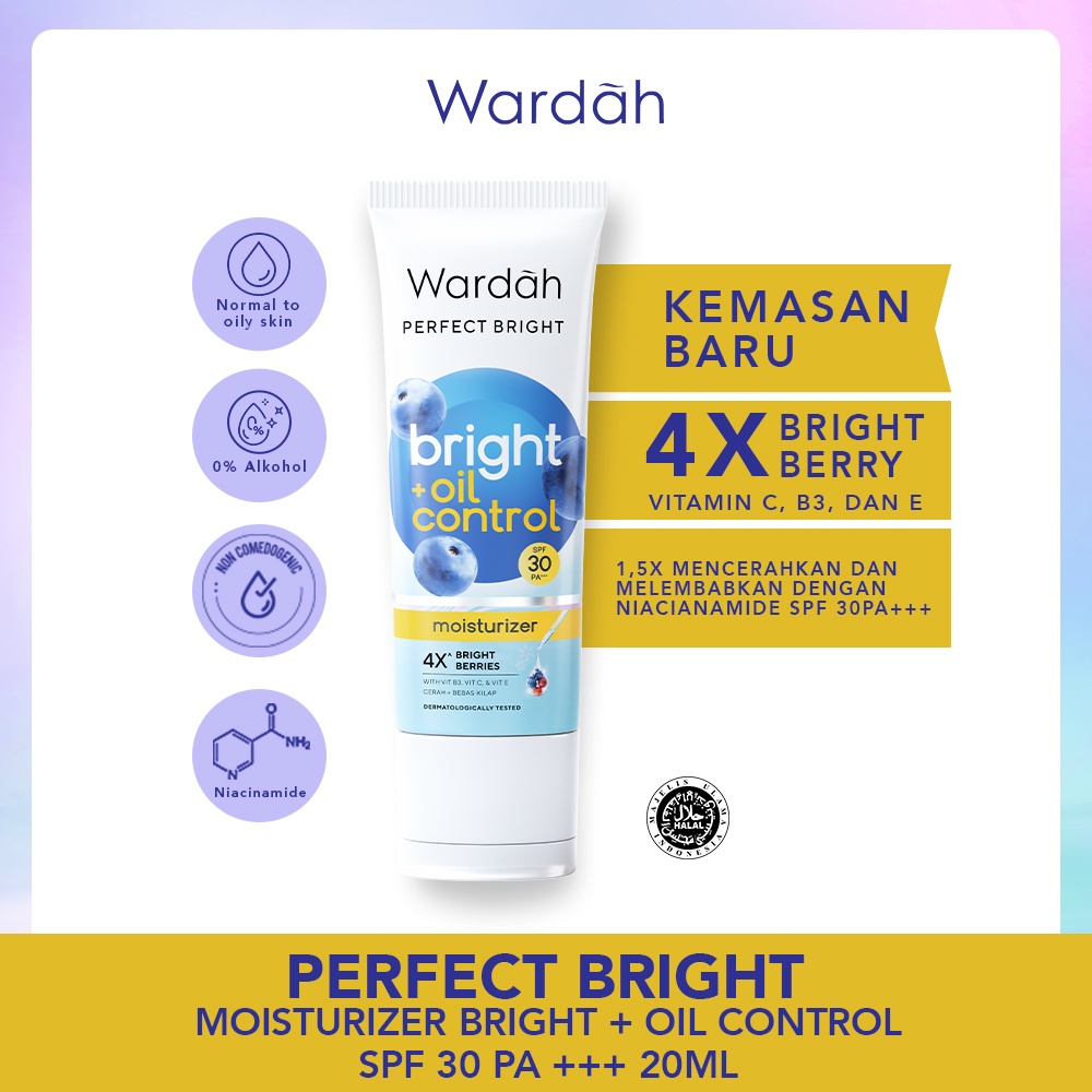 ★ BB ★ Wardah Perfect Bright Moisturizer Bright + Oil Control | Bright + Smooth Glow - Spf 30 PA+++ 20Ml  | Pelembab Pencerah Wajah