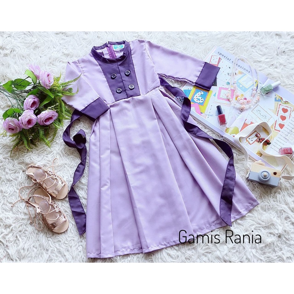 GAMIS RANIA WARNA LILAC KOMBI UNGU TUA/GAMIS MUSLIM/GAMIS TERBARU/GAMIS MURAH/GAMIS REMAJA KEKINIAN/