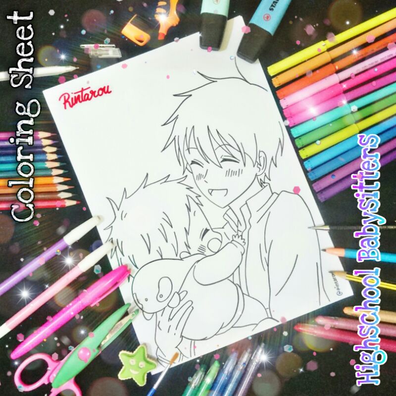 

coloring sheet anime gakuen Babysitters