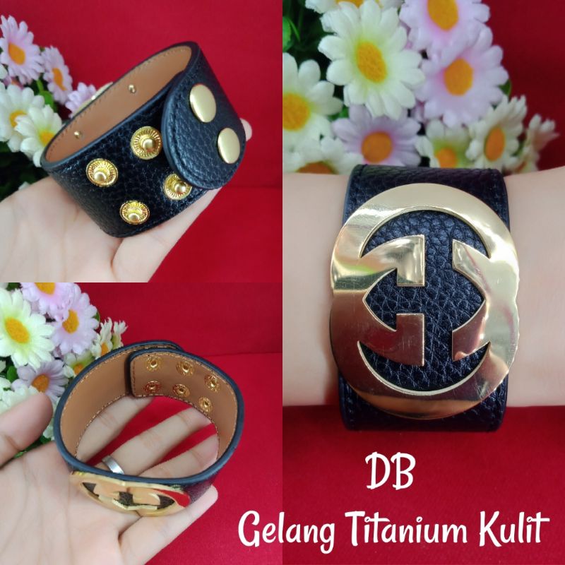 Gelang Tangan Jam Kulit GUCCI Titanium