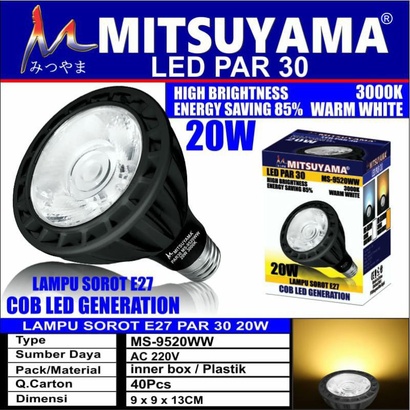 lampu led par sorot warmwhite mitsuyama 9520ww