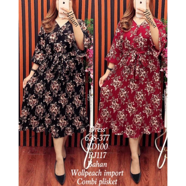 Fy 628377 Dress Wollpeach Import combi Plisket