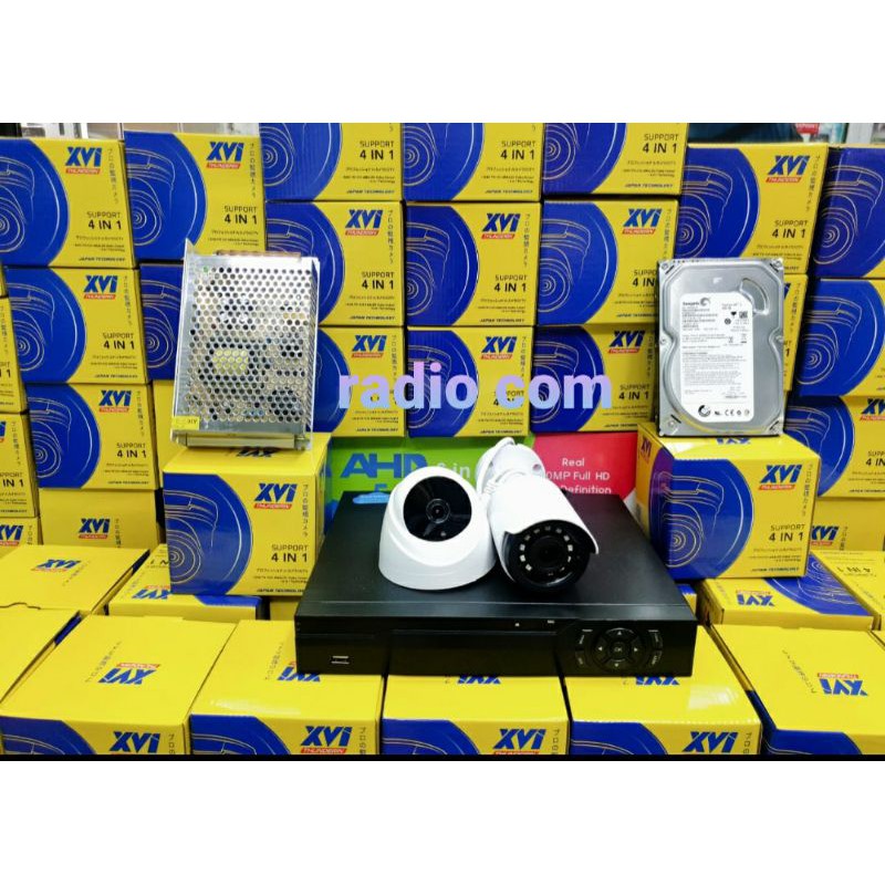 paket cctv 2 camera 5mp 1080p turbo hd ir sony komplit +hdd