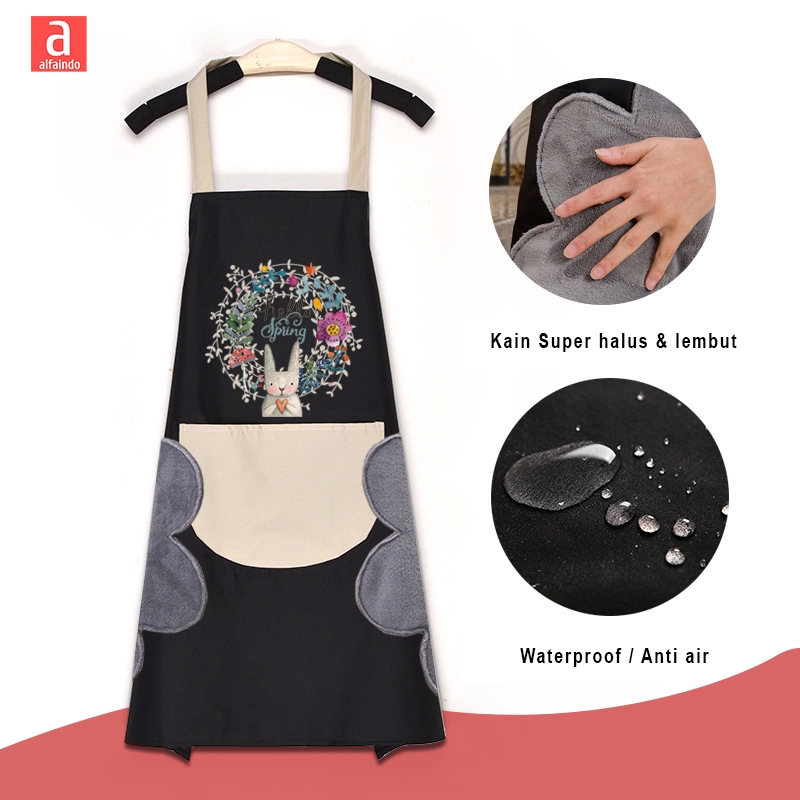 Alfaindo Celemek Masak Apron Waterproof Kain Dapur Motif Karakter CM006