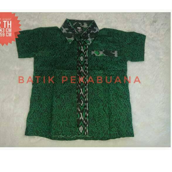 Siap Kirim.. Couple ayah dan Anak Batik Mega Mendung Hijau Botol