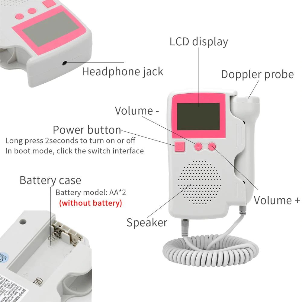 (ORIGINAL) Alat Deteksi Jantung Janin Bayi Fetal Doppler Heartrate Monitor