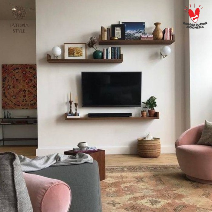 120cm Rak Dinding Minimalis / Rak Tv Murah Modern Minimalis - Putih