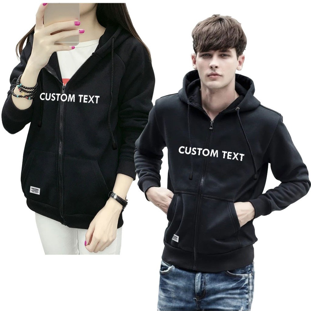 Parisdivarious Zipper Resleting Sweater Hoodie Jemper Custom Text Bahan Fleece Size S - XXL (Pria &amp; Wanita)