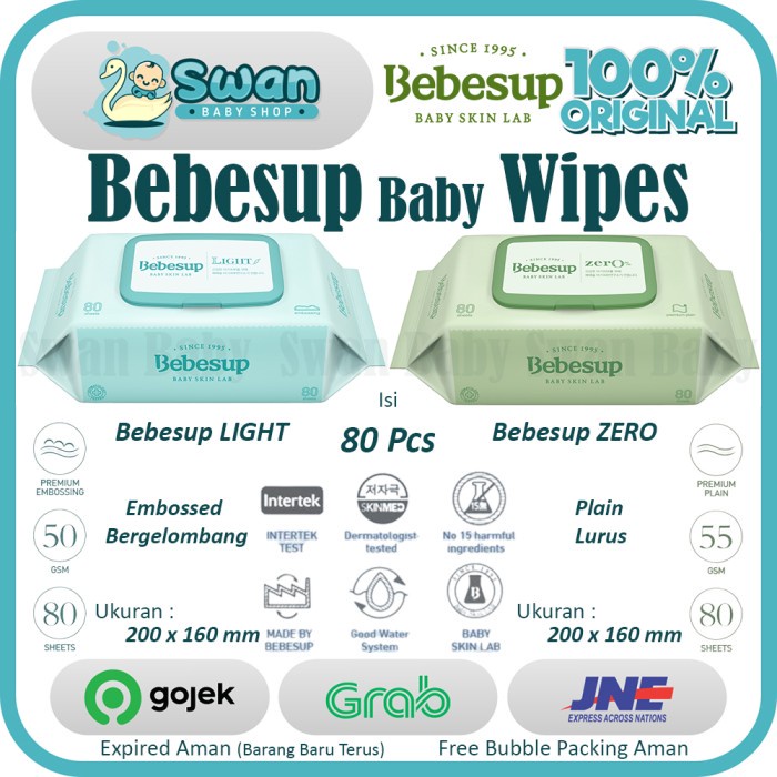 Bebesup Baby Wipes Zero / Light isi 80 / Tisue Basah Bebesup