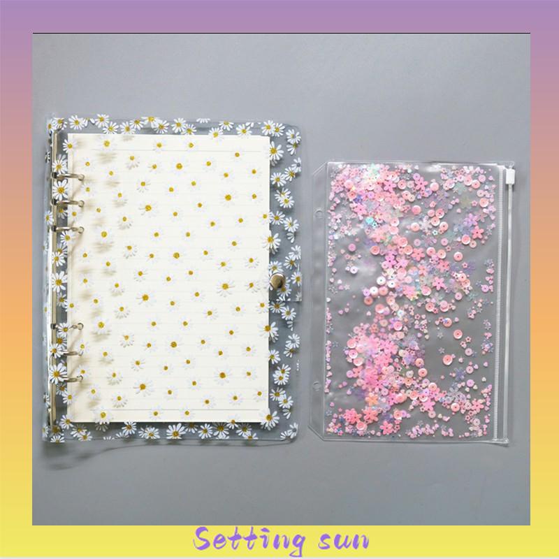 Buku Notebook / Catatan / Diary A6 Cover PVC Transparan Motif Bunga Daisy  TN