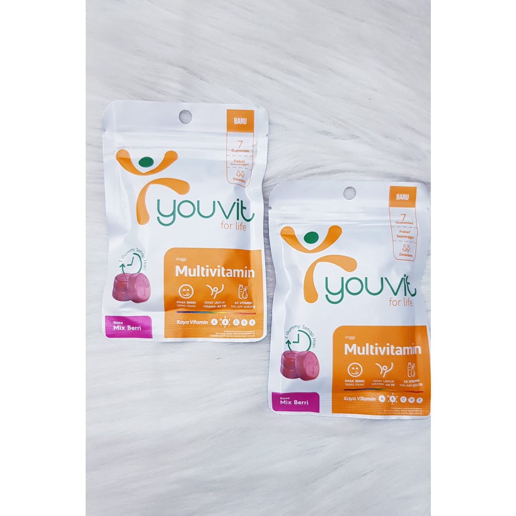 YOUVIT FOR LIFE MULTIVITAMIN DEWASA RASA MIX BERRI ISI 7 GUMMIES