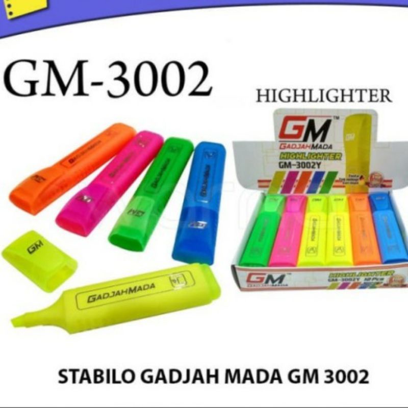 

♥️ Stabilo / Penanda / Highlighter Murah Gajah Mada GM 3002P ♥️