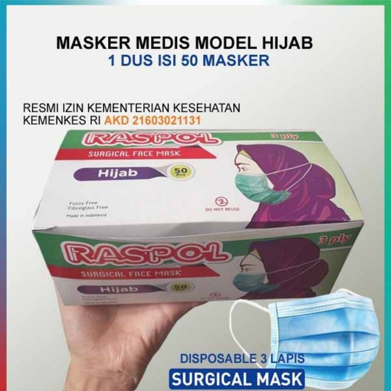 MASKER HIJAB 1 BOX  / RASPOL EARLOOP 1 BOX / MASKER NEOX 1 PCS