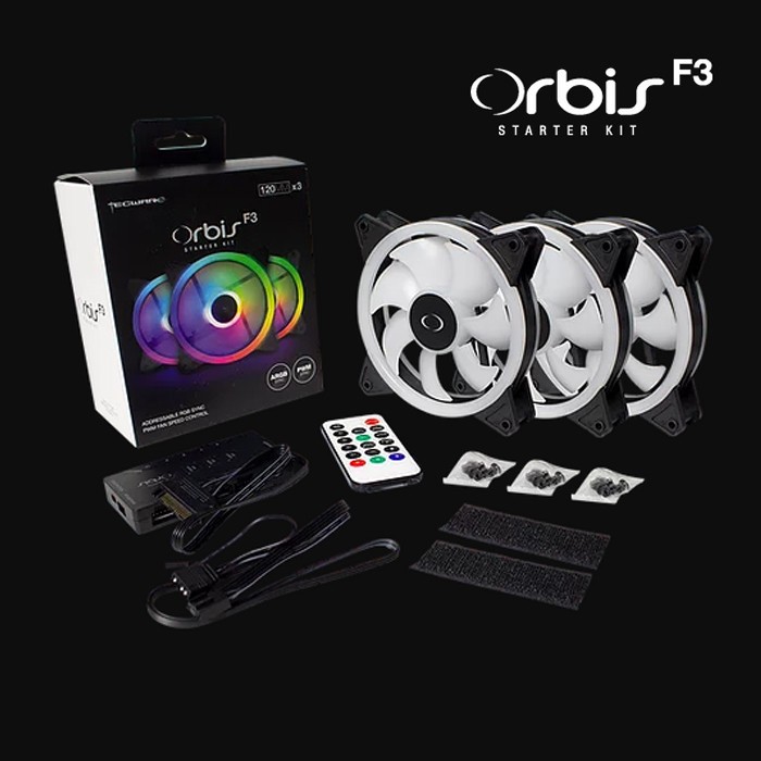 Tecware ORBIS F3 Starter Kit - 3 Fans PWM ARGB with Controller|Remote