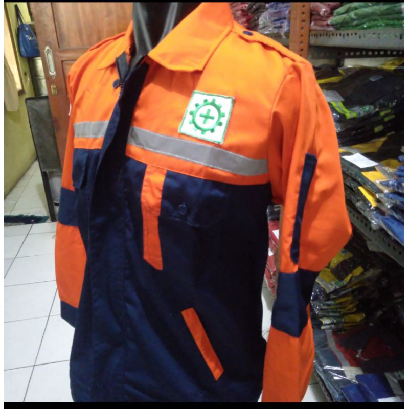 SERAGAM SAFETY PREMIUM ORANYE DONGKER BAHAN CATON RESLETING