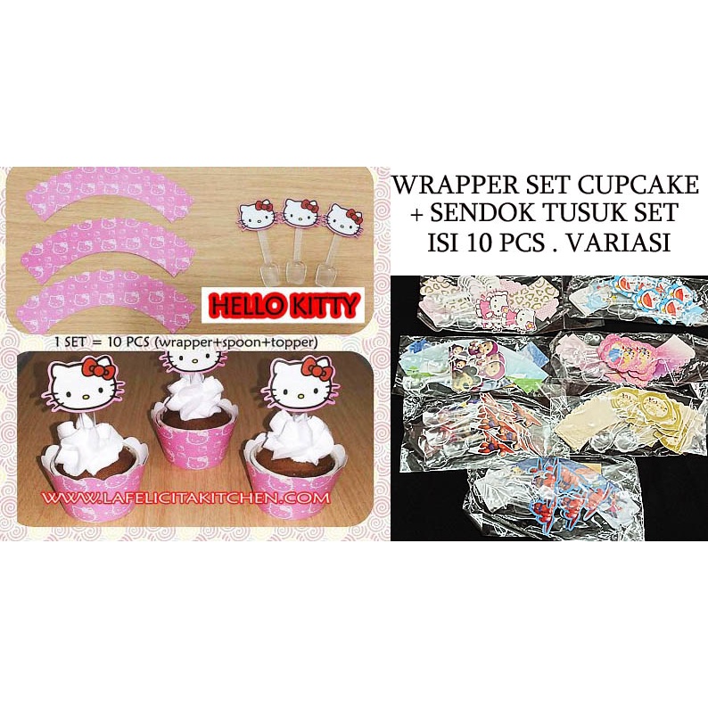 

SET 10PCS Kertas Wrapper + Topper Cupcake Motif H KITTY CUPCAKE GOODY BAG ULTAH PINK MUFFIN CAKE ULTAH DEKORASI PAPERCUP SOUVENIR HADIAH KUE ANAK