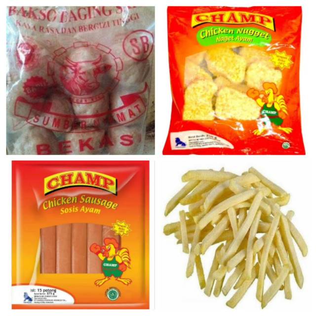 

Bakso, Nugget, Sosis, Kentang Goreng 1 pack