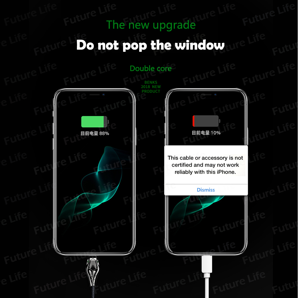 Kabel Data / Charger 3a Fast Charging Dengan Lampu Led Untuk Iphone