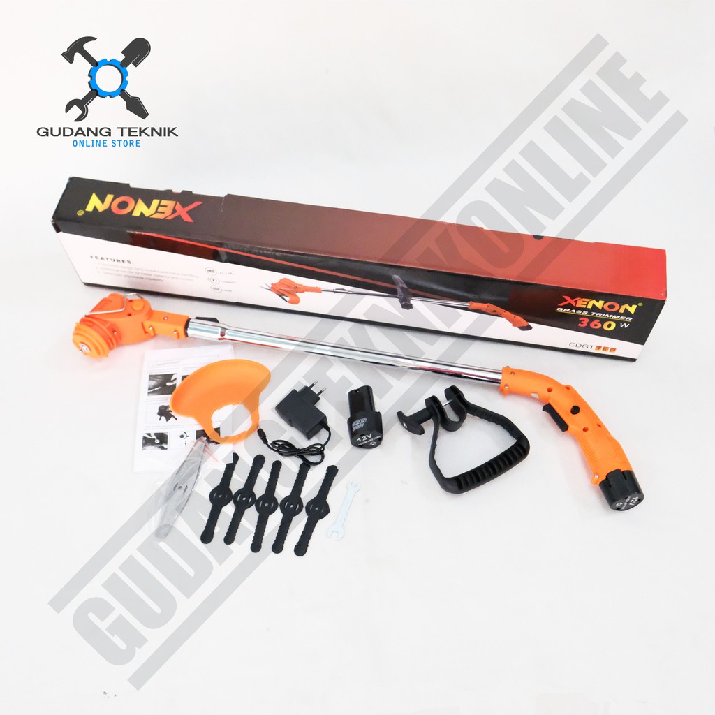 XENON CDGT360 Mesin Potong Rumput CORDLESS Grass Cutter Trimmer 12V - Pemotong Rumput Baterai Battery CDGT 360 XENON