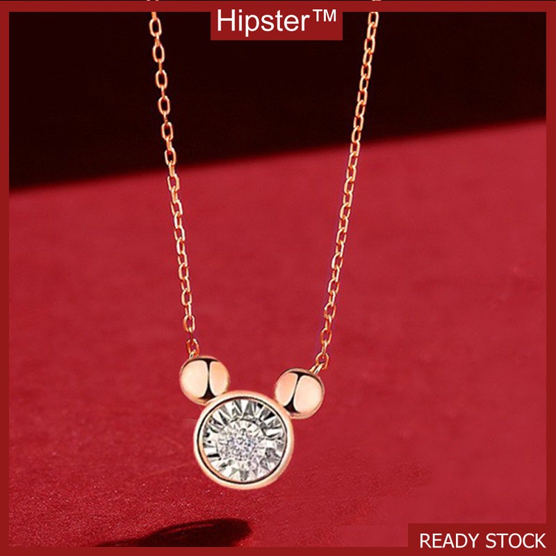 Hot Sale Fashion Creative Design Personalized Diamond Cute Mouse Pendant Necklace