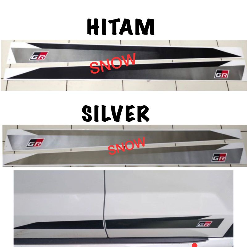 Stiker Body Samping Mobil Fortuner 2021 2022 2023 GR SPORT Hitam Silver