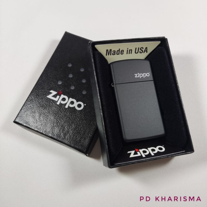 KOREK ZIPPO 1618ZL SLIM BLACK MATTE ZIPPO LOGO