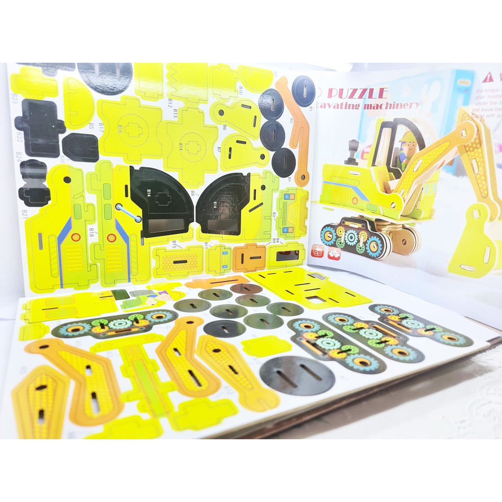 DIY 3D Miniatur Heavy Equipment Alat Berat Puzzle Mainan Kayu